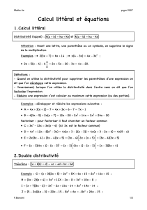 Calcul littéral et équations