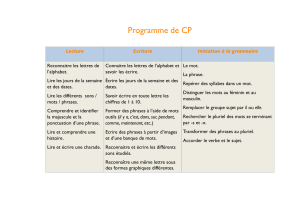 Programme de CP - French Workshop