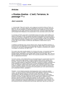 Kostas Axelos - L`exil, l`errance, le passage (1)
