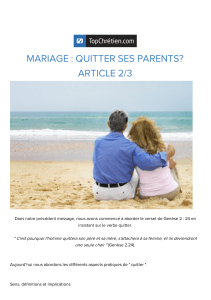 Mariage : quitter ses parents? article 2/3