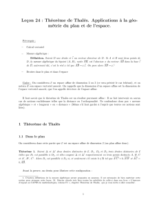 Leçon 24 : Théorème de Thalès. Applications à la géo- métrie