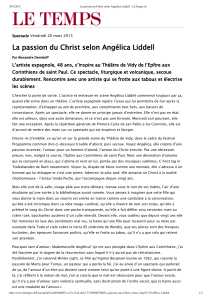 La passion du Christ selon Angélica Liddell - Théâtre Saint