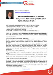 Recommandations de la Société Européenne de Cardiologie (ESC) sur la fibrillation atriale