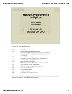 Network Programming in Python LinuxWorld January 20, 2004