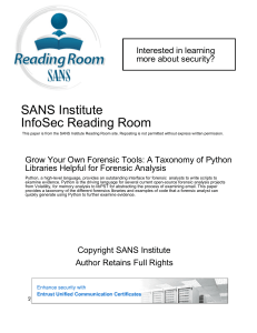 SANS Institute InfoSec Reading Room Interested in learning more about security?