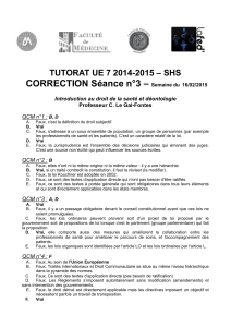 CORRECTION Séance n°3 – TUTORAT UE 7 2014-2015 – SHS