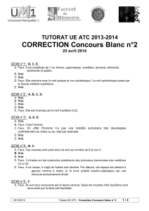 CORRECTION Concours Blanc n°2  TUTORAT UE ATC 2013-2014 25 avril 2014