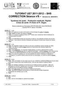 CORRECTION Séance n°8 – TUTORAT UE7 2011-2012 – SHS