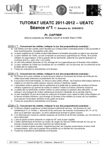 Séance n°1 – TUTORAT UEATC 2011-2012 – UEATC Pr. CAPTIER
