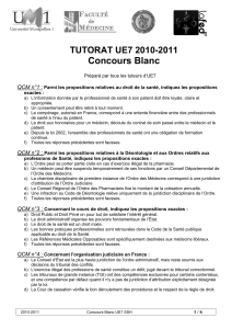 Concours Blanc TUTORAT UE7 2010-2011