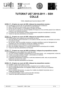 COLLE – SSH TUTORAT UE7 2010-2011