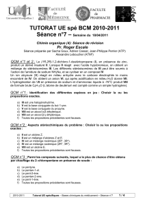 TUTORAT UE spé BCM 2010-2011 – Séance n°7