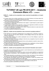 Concours Blanc n°2 – TUTORAT UE spé PB 2010-2011 – Anatomie 21/04/2011