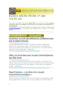 Bulletin ARCRE–PECRE nº 168 (19.05.16)