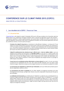 CONFERENCE SUR LE CLIMAT PARIS 2015 (COP21)