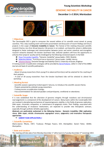Young Scientists Workshop December 1–2 2014, Montauban GENOMIC INSTABILITY IN CANCER