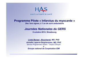 Programme Pilote « Infarctus du myocarde » Journées Nationales du GERS