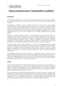 Charte européenne pour l’Autodiscipline en publicité Préambule