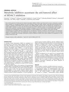 Metabolic inhibitors accentuate the anti-tumoral effect of HDAC5 inhibition ORIGINAL ARTICLE