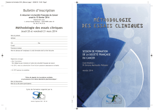 METHODOLOGIE DES ESSAIS CLINIQUES Bulletin d’inscription Méthodologie des essais cliniques