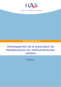 Développement de la prescription de thérapeutiques non médicamenteuses validées