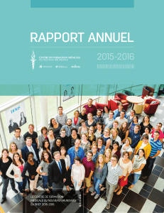 RAPPORT ANNUEL 2015-2016 LE CENTRE DE FORMATION MÉDICALE DU NOUVEAU-BRUNSWICK