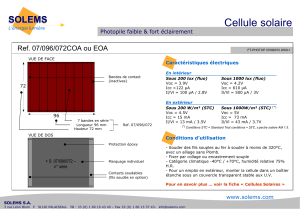 Cellule solaire SOLEMS Ref. 07/096/072COA ou EOA Photopile faible &amp; fort éclairement