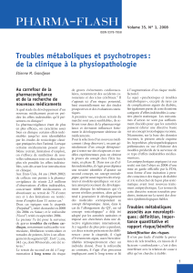 Troubles métaboliques et psychotropes : de la clinique à la physiopathologie pharmacovigilance