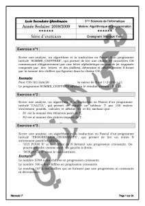 Série d’exercices Année Scolaire: 2008/2009 ****** Lycée Secondaire Ghardimaou