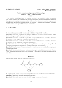 L2/L3 MASS/MIAGE Année universitaire 2013–2014 Université Paris 1 Partiel de mathématiques pour l’informatique