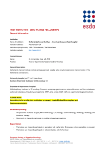 HOST INSTITUTION - ESDO TRAINEE FELLOWSHIPS General Information