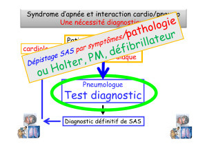 Test diagnostic Syndrome d’apnée et interaction cardio/pneumo Patient sympto