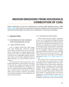 INDOOR EMISSIONS FROM HOUSEHOLD COMBUSTION OF COAL 1.  Exposure Data