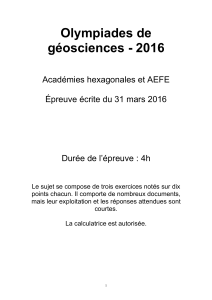 Olympiades de géosciences - 2016  Académies hexagonales et AEFE