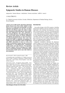 Review Article Epigenetic Studies in Human Diseases J. HALUŠKOVÁ