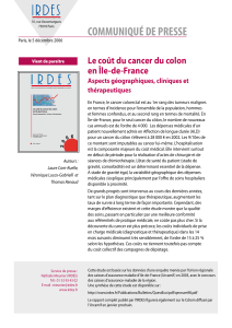 COMMUNIQUé DE PRESSE Le coût du cancer du colon en Île-de-France