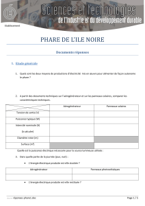 PHARE DE L’ILE NOIRE Documents réponses 1.  Etude générale