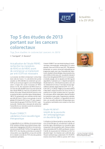 Top 5 des études de 2013 portant sur les cancers colorectaux Actualités