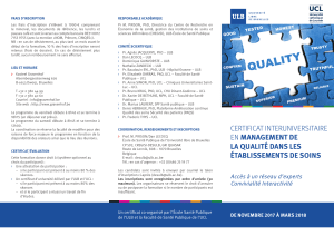 Certificat interuniversitaire en Management de la Qualit dans les Etablissements de Soins