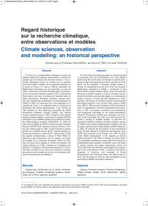 Regard historique sur la recherche climatique, entre observations et modèles Climate sciences, observation