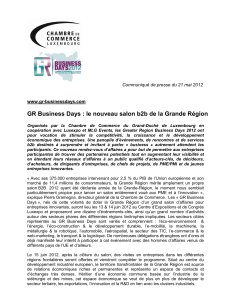 GR Business Days : le nouveau salon b2b de la...  Communiqué de presse du 21 mai 2012 www.gr-businessdays.com