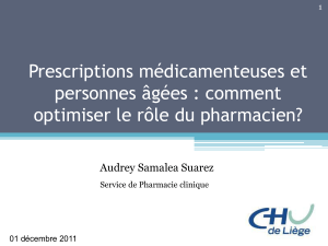 Prescriptions médicamenteuses et personnes âgées : comment optimiser le rôle du pharmacien?