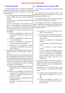 Exercice sur la loi binomiale I Réunion juin 2009