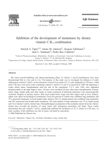 Inhibition of the development of metastases by dietary vitamin C:K combination