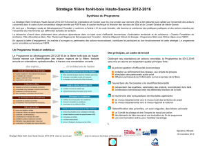 Stratégie filière forêt-bois Haute-Savoie 2012-2016 Synthèse du Programme