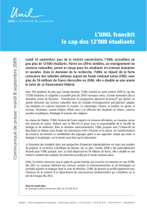 L UNIL franchit le cap des 12 000 tudiants