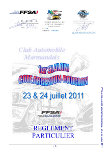 RÈGLEMENT PARTICULIER - 1 - 2011