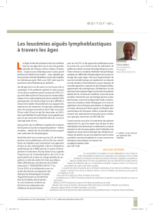 L Les leucémies aiguës lymphoblastiques à travers les âges