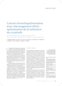 Cancers bronchopulmonaires avec réarrangement d’ALK : optimisation de la tolérance du crizotinib