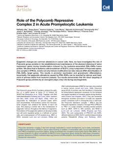Article Role of the Polycomb Repressive Complex 2 in Acute Promyelocytic Leukemia
